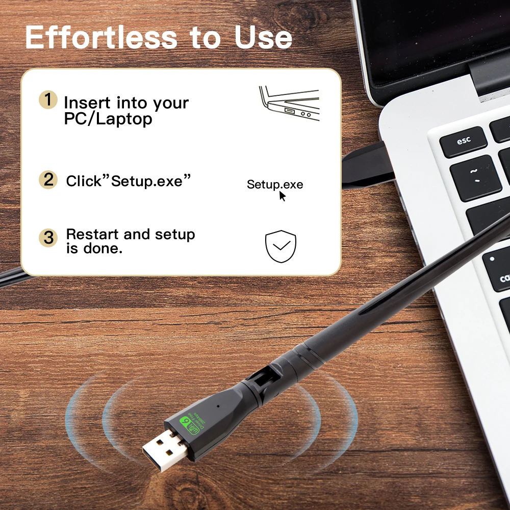 Adaptador USB WIFI 6 AX286, Dongle de tarjeta de red 2,4 GHz 802.11AX, recepción de señal de antena para PC, portátil, Windows 10 11, controlador gratis - imagen 3