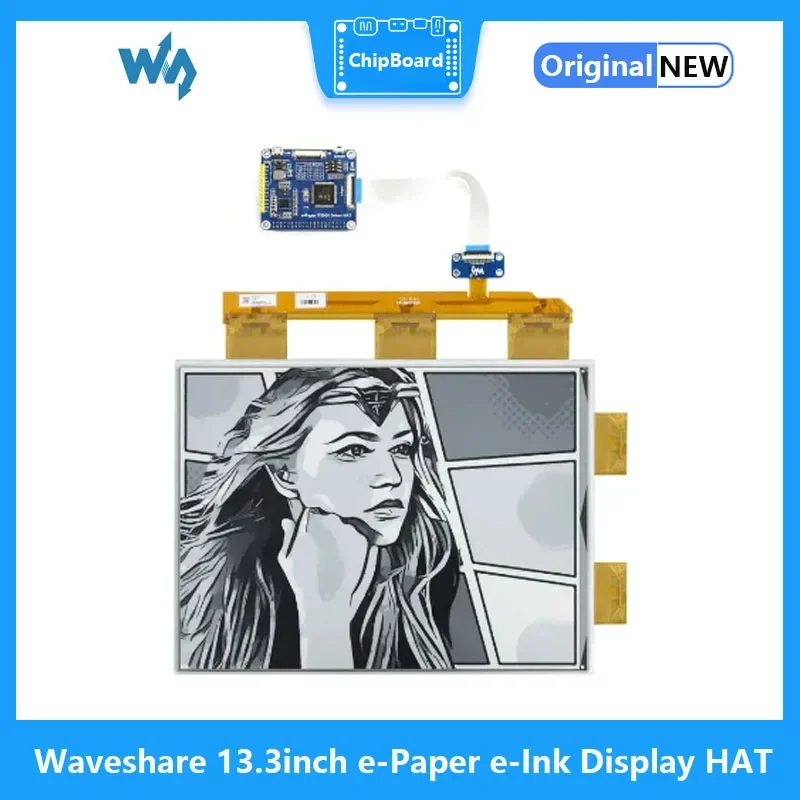 Waveshare sombrero con pantalla de tinta electrónica de papel electrónico de 13,3 pulgadas para Raspberry Pi, resolución de 1600*1200, 16 escalas grises, admite actualización parcial