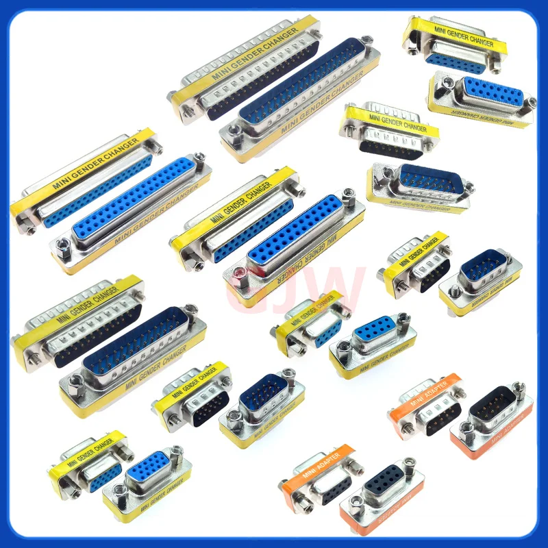 2 uds DB9 DB15 DB25 DB37 9/15/25/37 pines hembra a hembra/macho a macho puerto serie RS232 com conector Mini adaptador cambiador de género - imagen 2