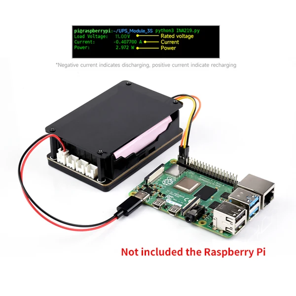 Raspberry Pi 5 UPS HAT soporta batería de litio 18650, fuente de alimentación ininterrumpida de 5V a través de bus I2C para Pi 4 Modelo B - imagen 3