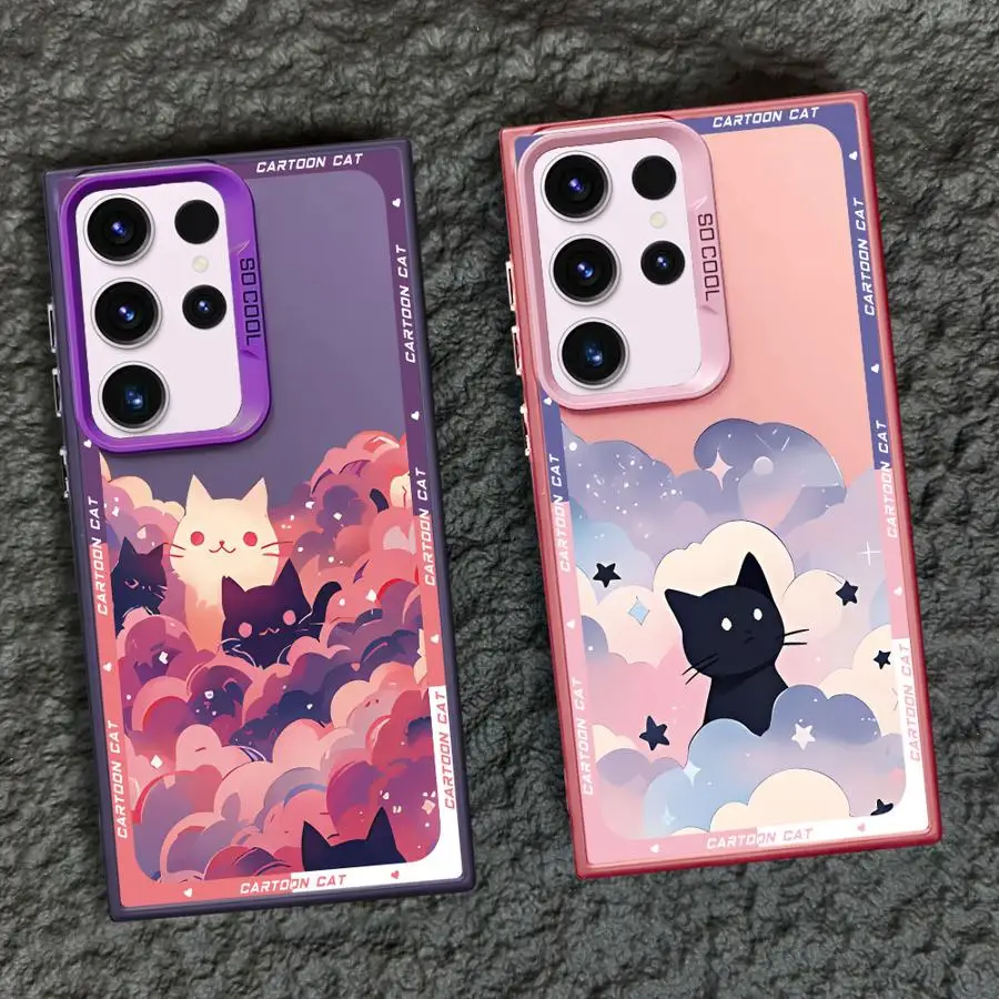 Funda de noche estrellada de gato para Samsung Galaxy S25 S20 Plus S22 S24 FE Note 20 Ultra S25Edge S21 S23 S23 Ultra - imagen 3