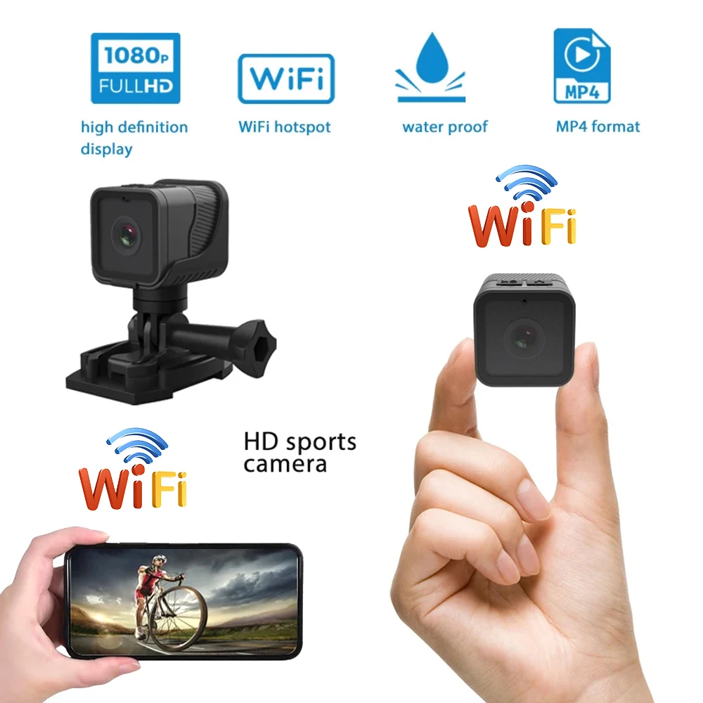 Mini cámara deportiva portátil HD de 1080P con cámara impermeable WiFi Hotspot, grabadora de conducción de motocicletas y bicicletas - imagen 5