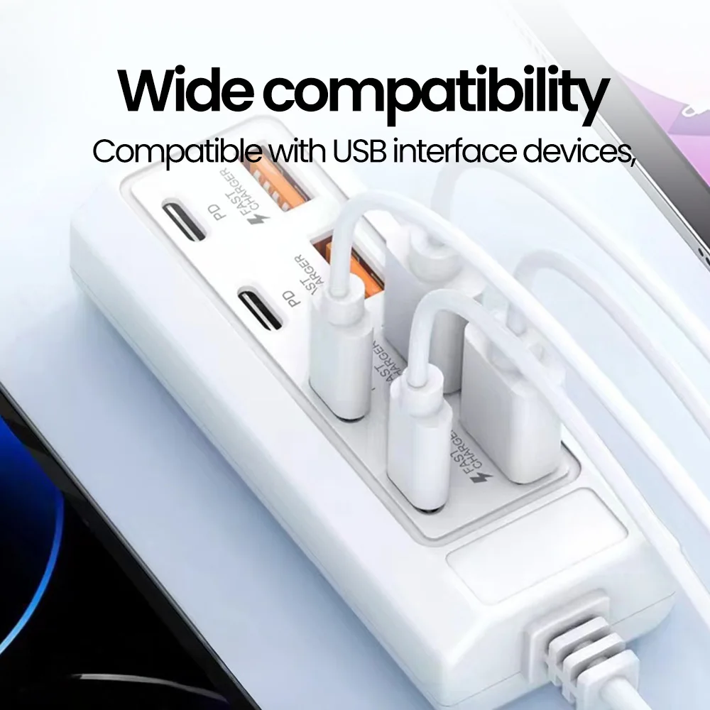 Cargador USB tipo C de 25W y 8 puertos, cargador de pared, multipuerto USB, toma de viaje de carga rápida, adaptador Universal para teléfono móvil - imagen 4