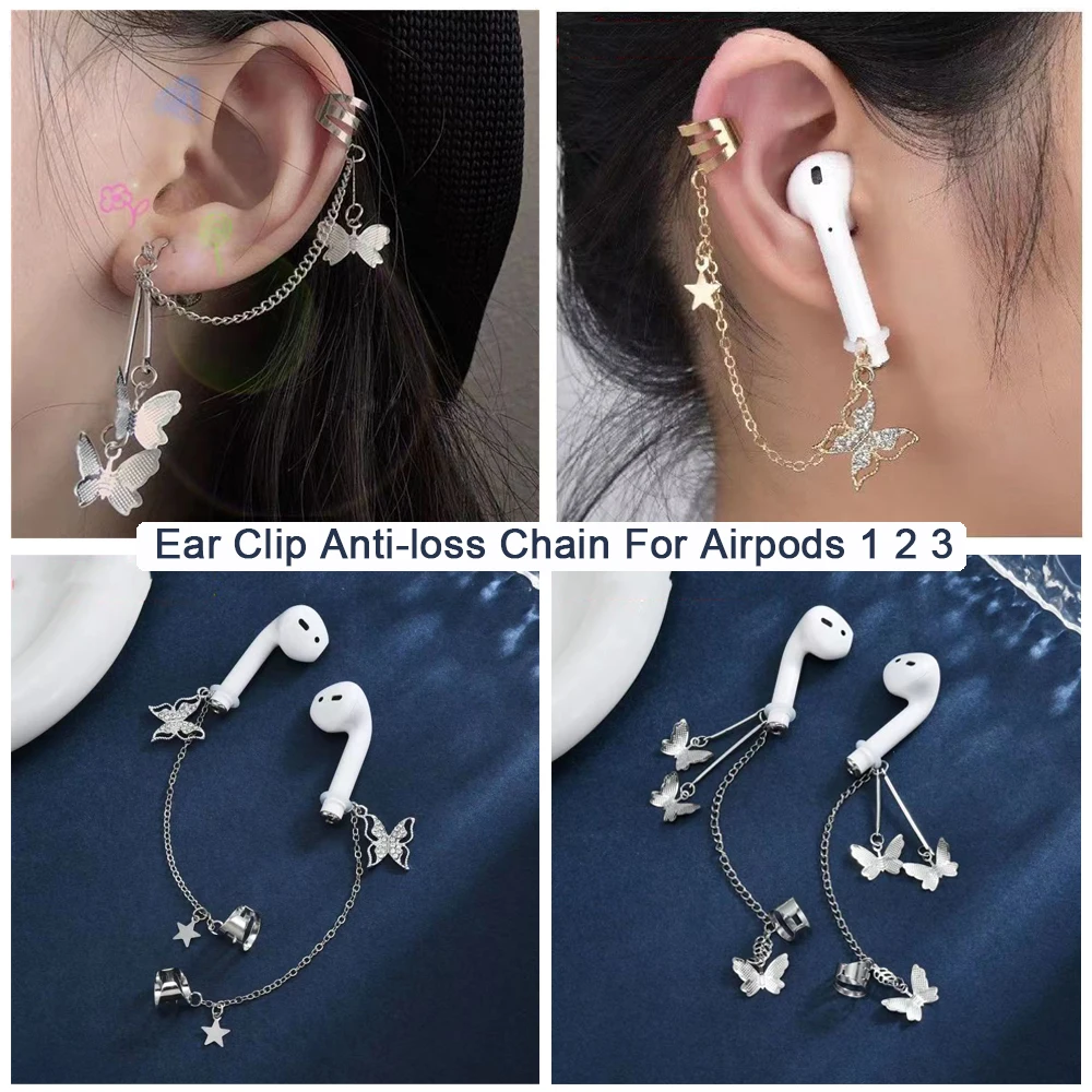 Soporte antipérdida para auriculares, pendientes de cadena con Clip, gancho colgante, correa para pendientes, auriculares intrauditivos inalámbricos para Airpods 1