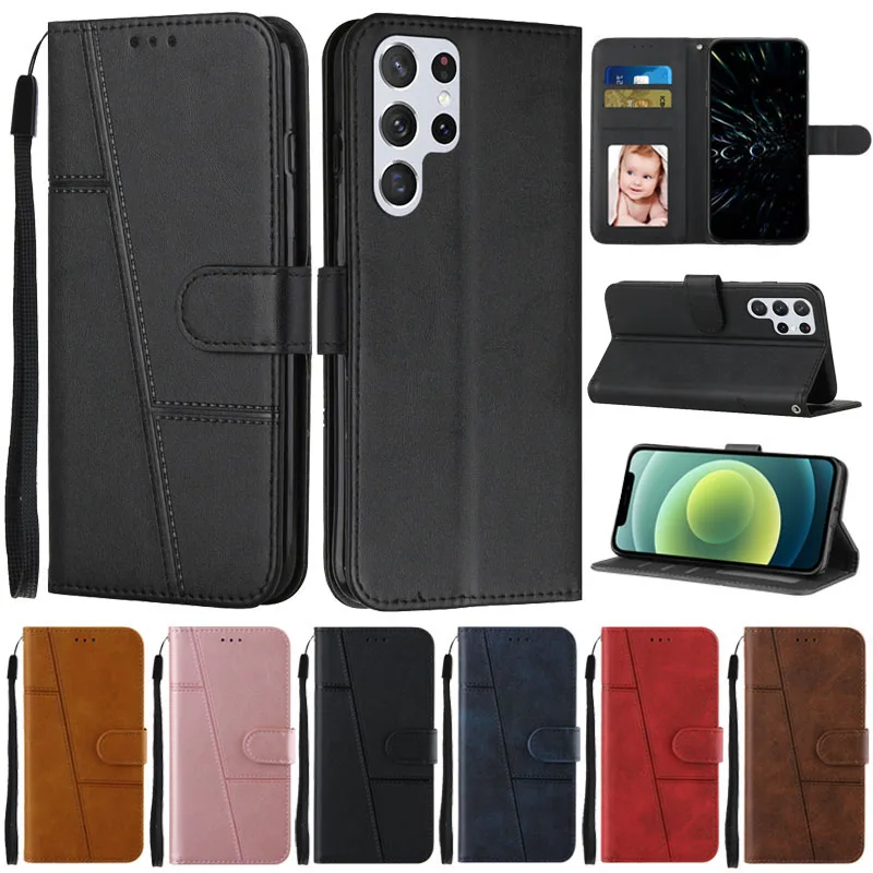 Funda de cuero con tapa para Samsung Galaxy S23 Ultra, carcasa protectora para Samsung S 23 Ultra S23Plus