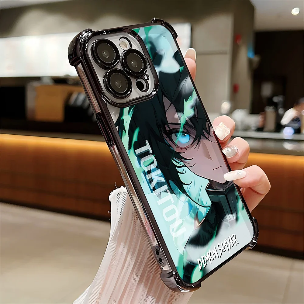 2024 nuevos demonios Slayers funda chapada para iPhone 16 15 14 13 12 11 Pro Max X XR XSMax 7 8 Plus cubierta de armadura anticaída a prueba de golpes - imagen 4