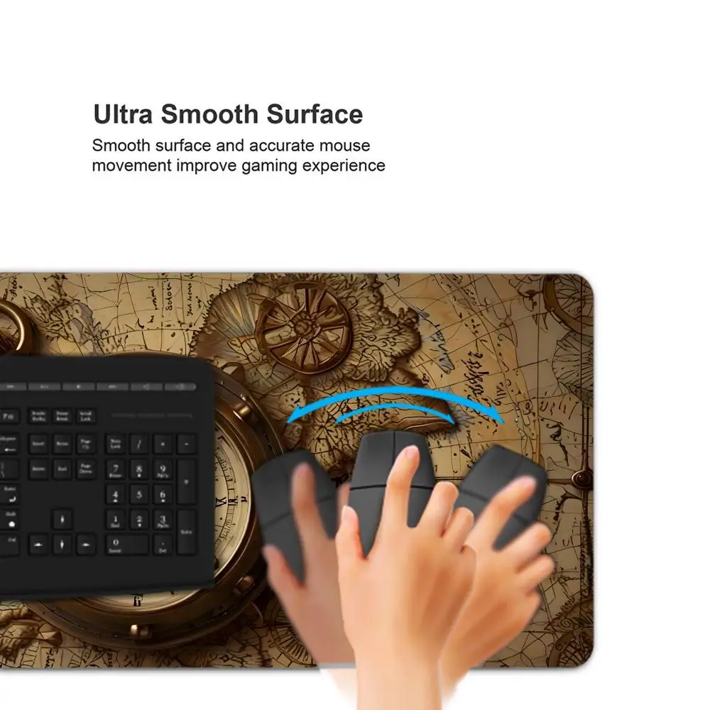 Alfombrilla de Ratón Grande con Mapa Náutico Vintage HD, Alfombrilla de Escritorio Antideslizante de Goma, Alfombrilla de Ratón para Juegos, Accesorios de Escritorio, Alfombrilla de Juego para Mesa de Computadora - imagen 3