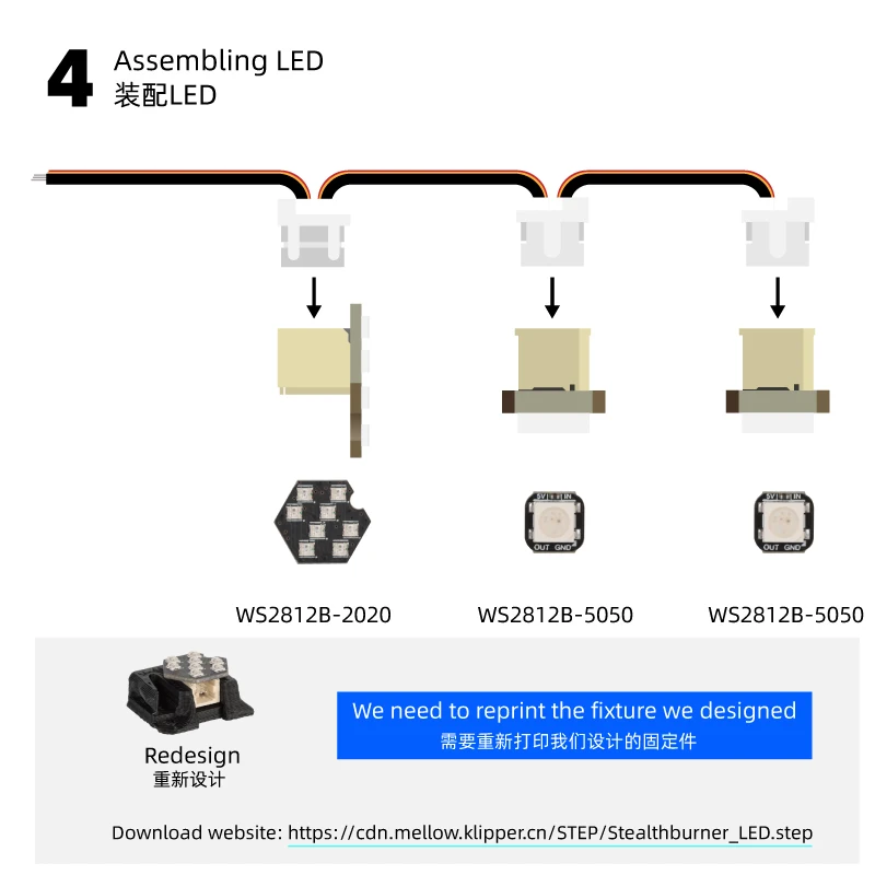 Mollow DIY Voron NeoPixel RGBW Mini botón PCB Leds V2 para Voron2.4 Trident impresora 3D STEALTHBURNER Kit LED - imagen 5