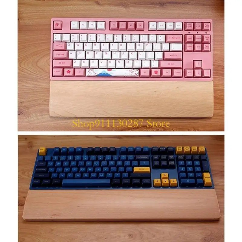 J1HC Comunicación muñeca muñeca del teclado madera haya, alivio del dolor para escritura ergonómica