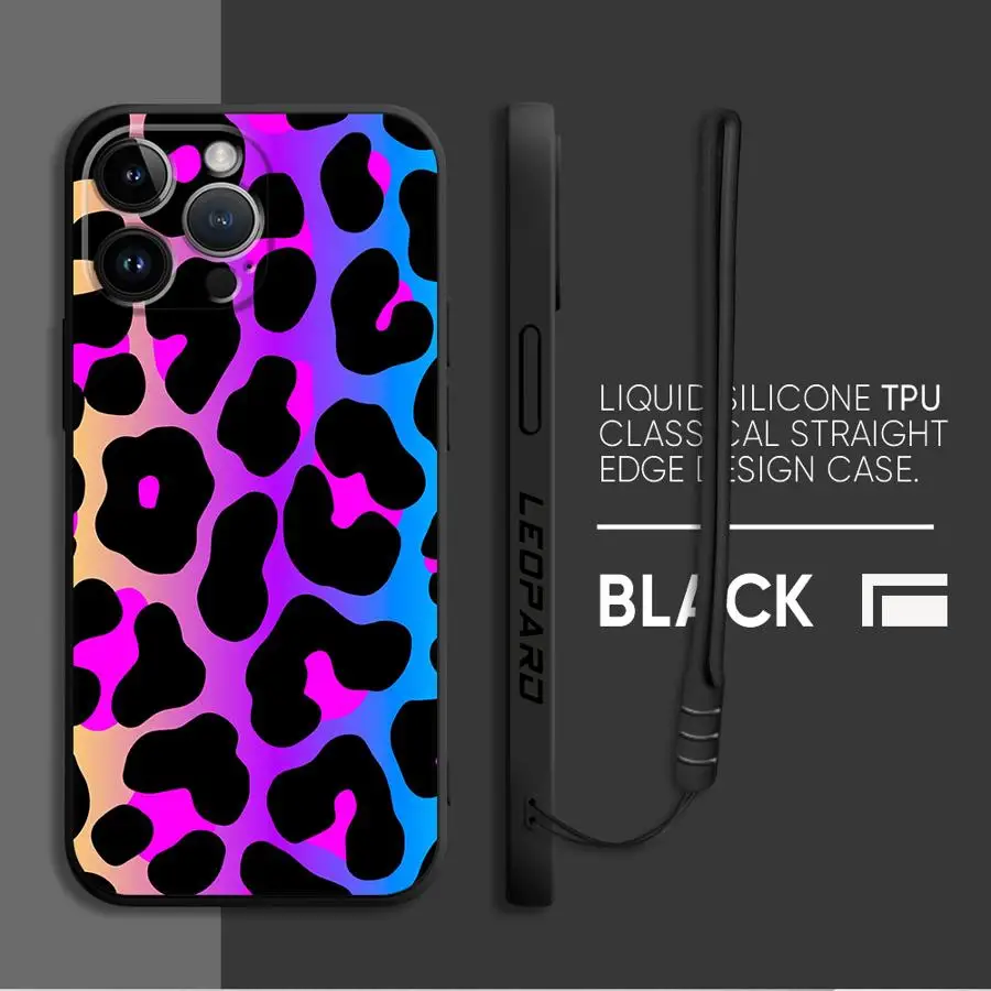 Funda de teléfono con patrón de leopardo para iPhone SE 16 15 Plus 13 Pro 12 Mini 14ProMax XS Max 16e 11 8 7 XR, funda suave - imagen 2