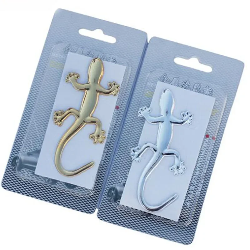 Gecko-calcomanía decorativa 3D para coche, pegatina de Metal sólido para casa, lagarto, estéreo, con paquete al por menor, 1 piezas