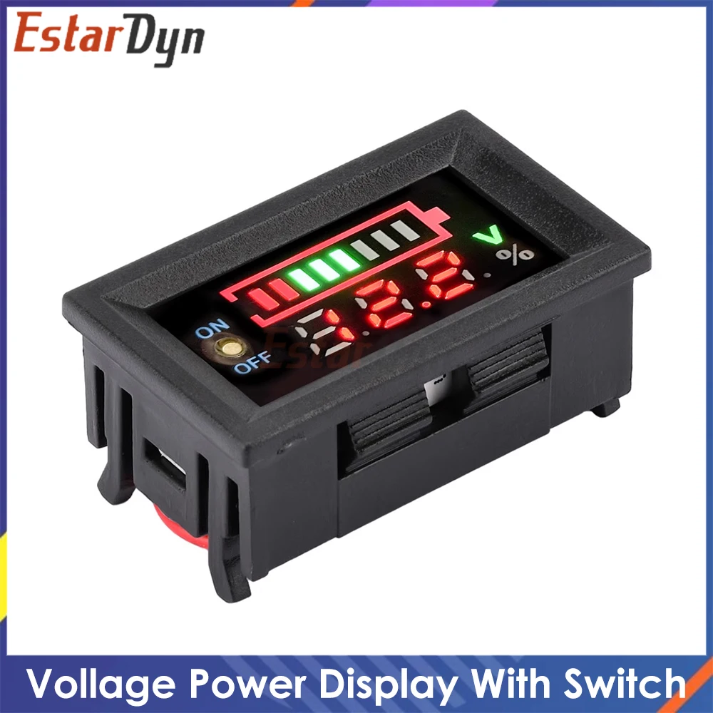 Medidor de voltaje de batería de litio 3S de plomo ácido de 12V, indicador de capacidad Digital de 12,6V con interruptor de banda para motocicleta y coche