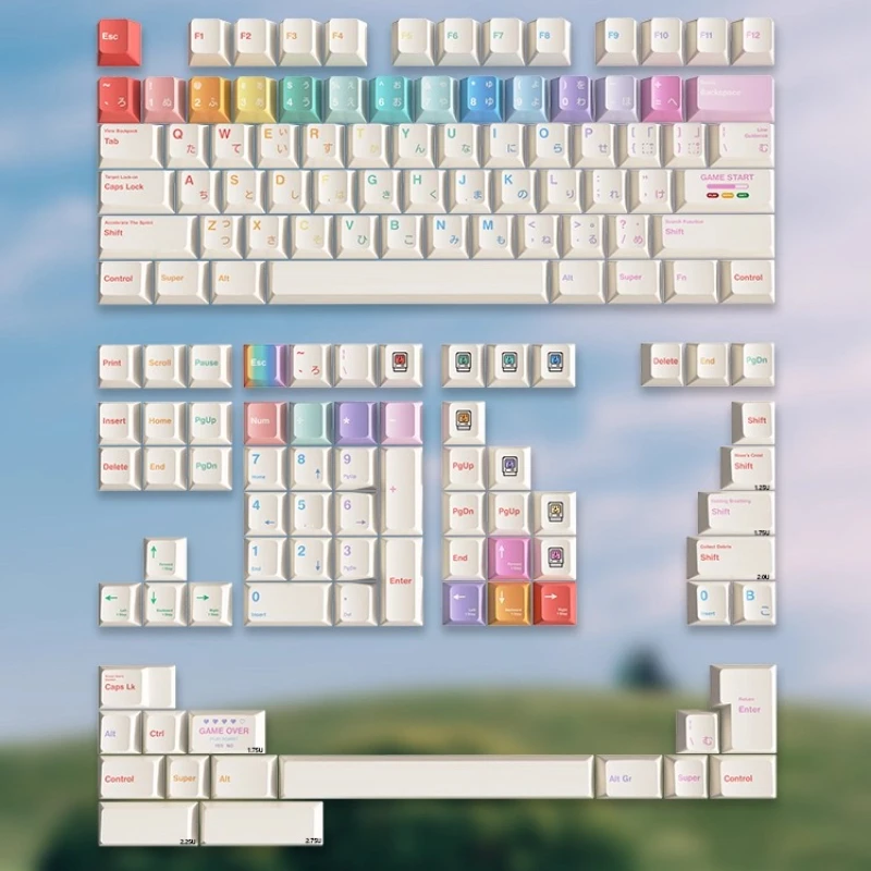 Juego de teclas con tema de macarrón, teclas en inglés/japonés, teclas personalizadas de 146 teclas, teclas de teclado mecánico de sublimación de perfil de cereza PBT