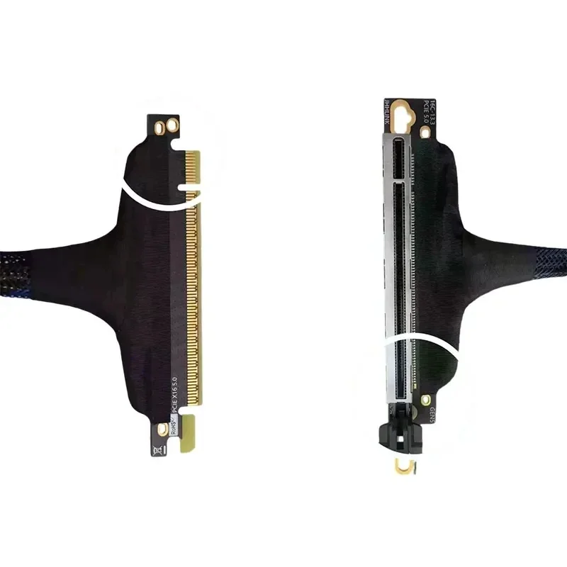 Tarjeta gráfica PCI-E 5,0 X16 delgada Cable de extensión Vertical 90 GEN5 para servidor AI malla trenzada Cable adaptador GPU - imagen 5