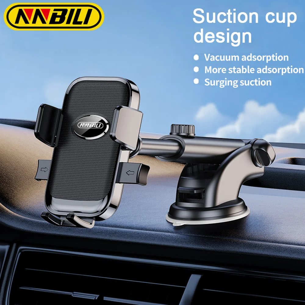 NNBILI-Soporte de ventosa de teléfono para salpicadero de coche, 10 pulgadas de largo, Universal, para parabrisas de aire, 360 grados, giratorio, GPS, antivibración