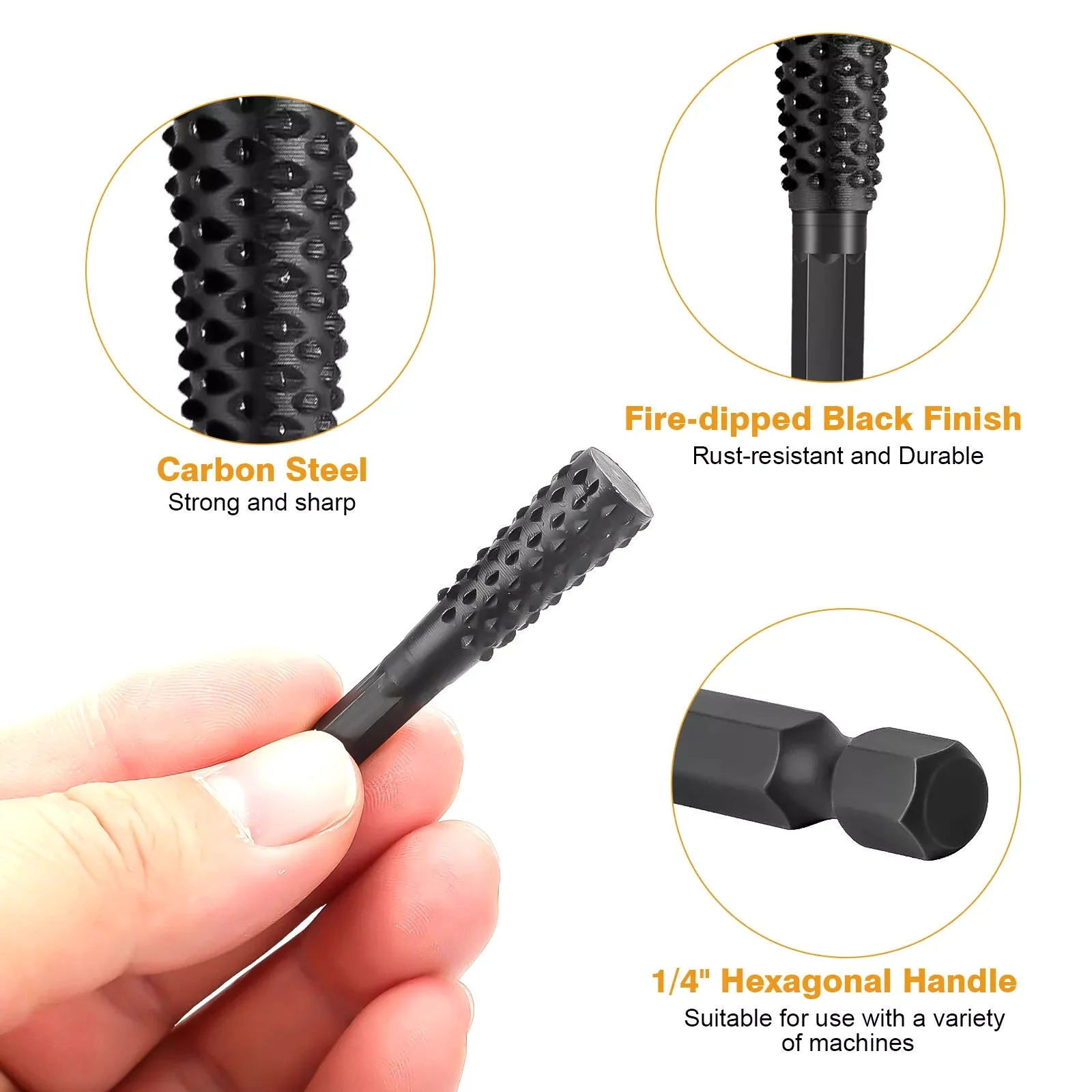 Juego de rebabas rotativas de vástago de 10 unids/set de 1/4 pulgadas, brocas para lima de madera, Kit de escofina rotativa para carpintería, cabezal de molienda de lima rotativa - imagen 4