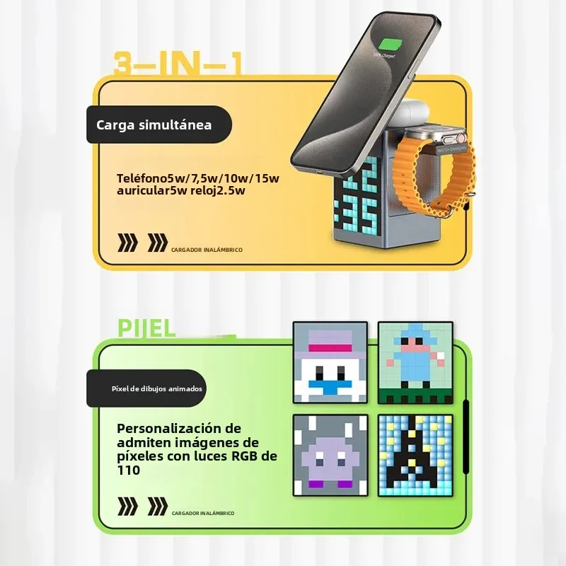 QI2 LED magnético cargador inalámbrico soporte Bluetooth altavoz despertador para Magsafe iPhone 12-17 Pro Max Airpods Pro Apple Watch - imagen 4