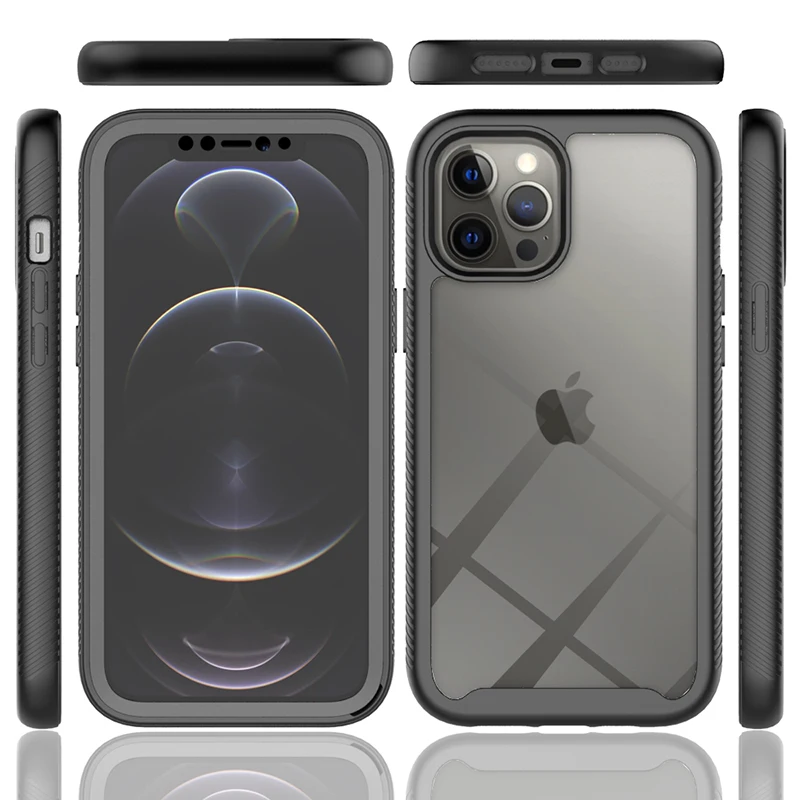 Funda protectora de pantalla con cinturón de cuerpo completo 360 para iPhone 15 11 12 13 14 Pro Max X XSMAX XS XR SE, funda transparente a prueba de golpes para teléfono