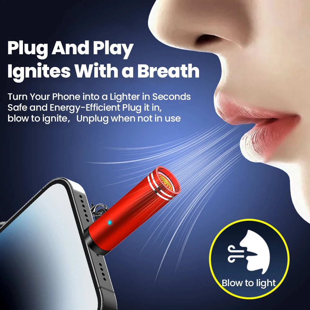 Mini encendedor de cigarrillos portátil tipo C, seguridad para exteriores, encendedor a prueba de viento y a prueba de explosiones, cadena de iluminación para cigarrillos - imagen 3