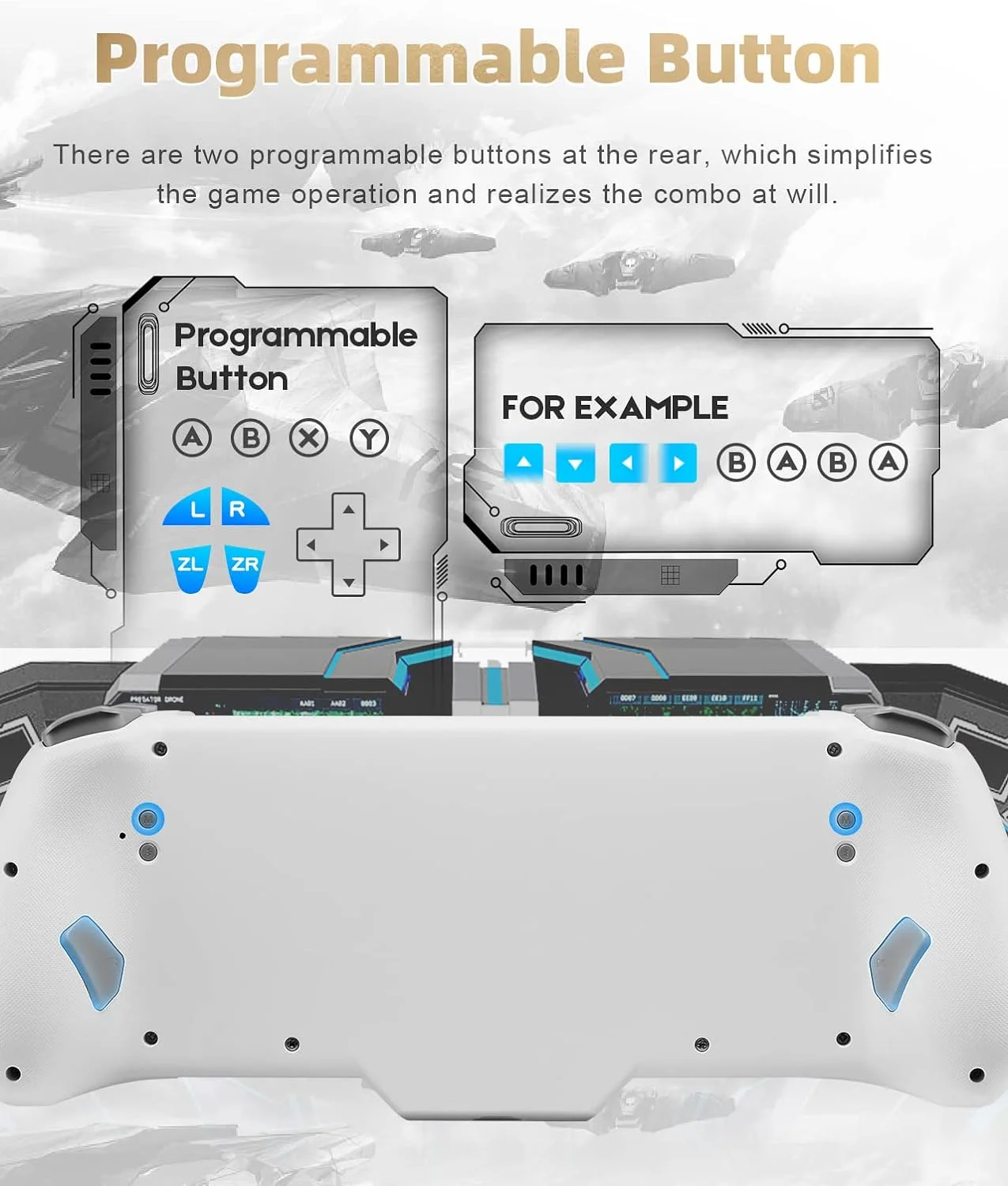 Controlador de interruptor de cable Binbok para interruptor/OLED con TURBO ajustable/vibración de Motor Dual/botón programable trasero/luz RGB - imagen 5
