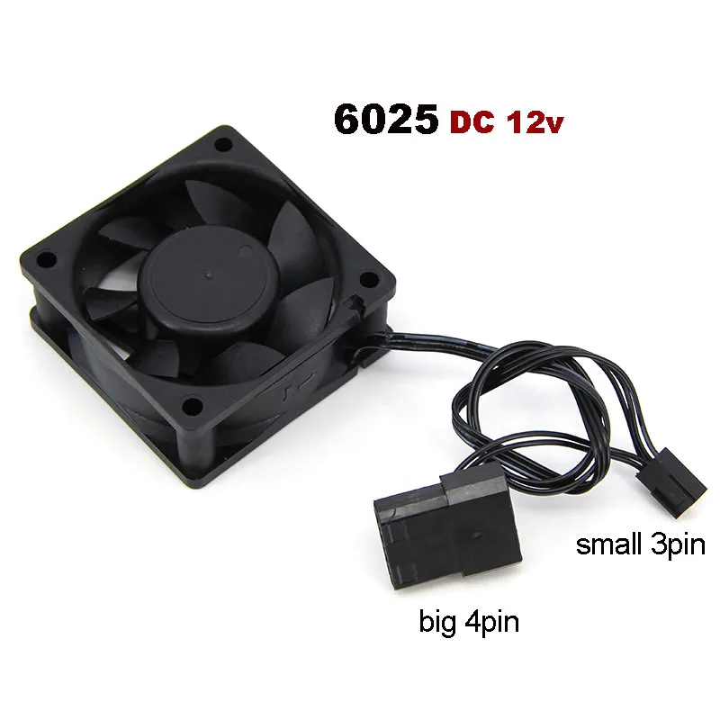 6cm 60*60*25 6025 DC 12v pequeño 3pin grande 4pin ventilador de refrigeración de PC sin escobillas 6cm ventiladores de PC para caja de ordenador GPU CPU radiador enfriador A7