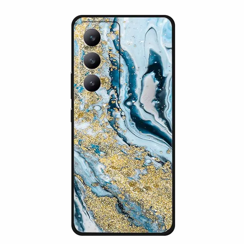 Para Redmi 15 4G funda de teléfono de silicona suave pintada de Mica para Xiaomi Redmi15 4G parachoques TPU Coque cubierta texturizada de arena movediza dorada - imagen 3