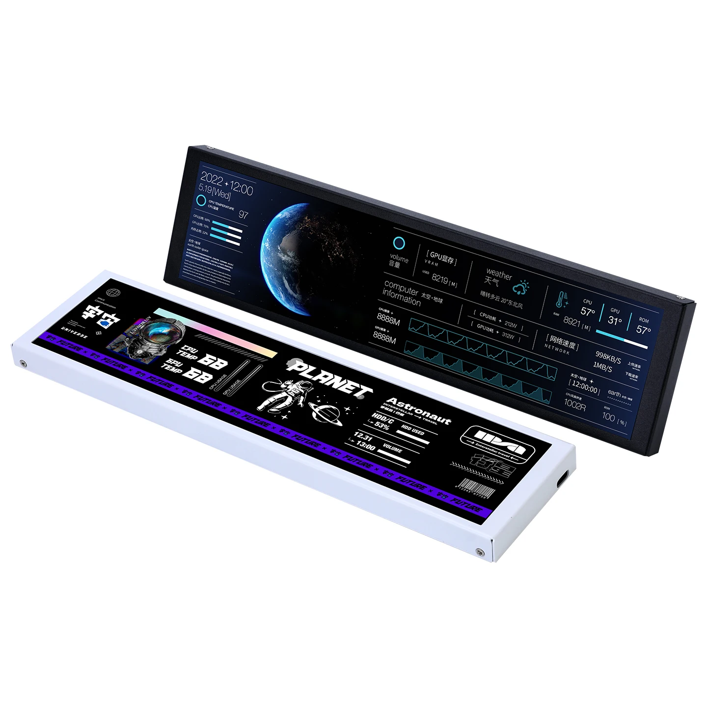 TURZX pantalla secundaria USB de 9,2 pulgadas para chasis 1920*462 una interfaz tipo C parámetros de Hardware de PC Monitor meteorológico No AIDA64 - imagen 5