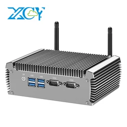 XCY Mini PC Industrial Fanless Intel Core i7 Doble LAN RS-232