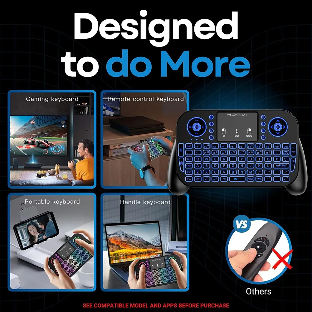 MRSVI V8 Mini teclado Bluetooth + 2,4G Control remoto Touchpad ratón retroiluminado Combo para Android TV Box/portátil ventana OS - imagen 4
