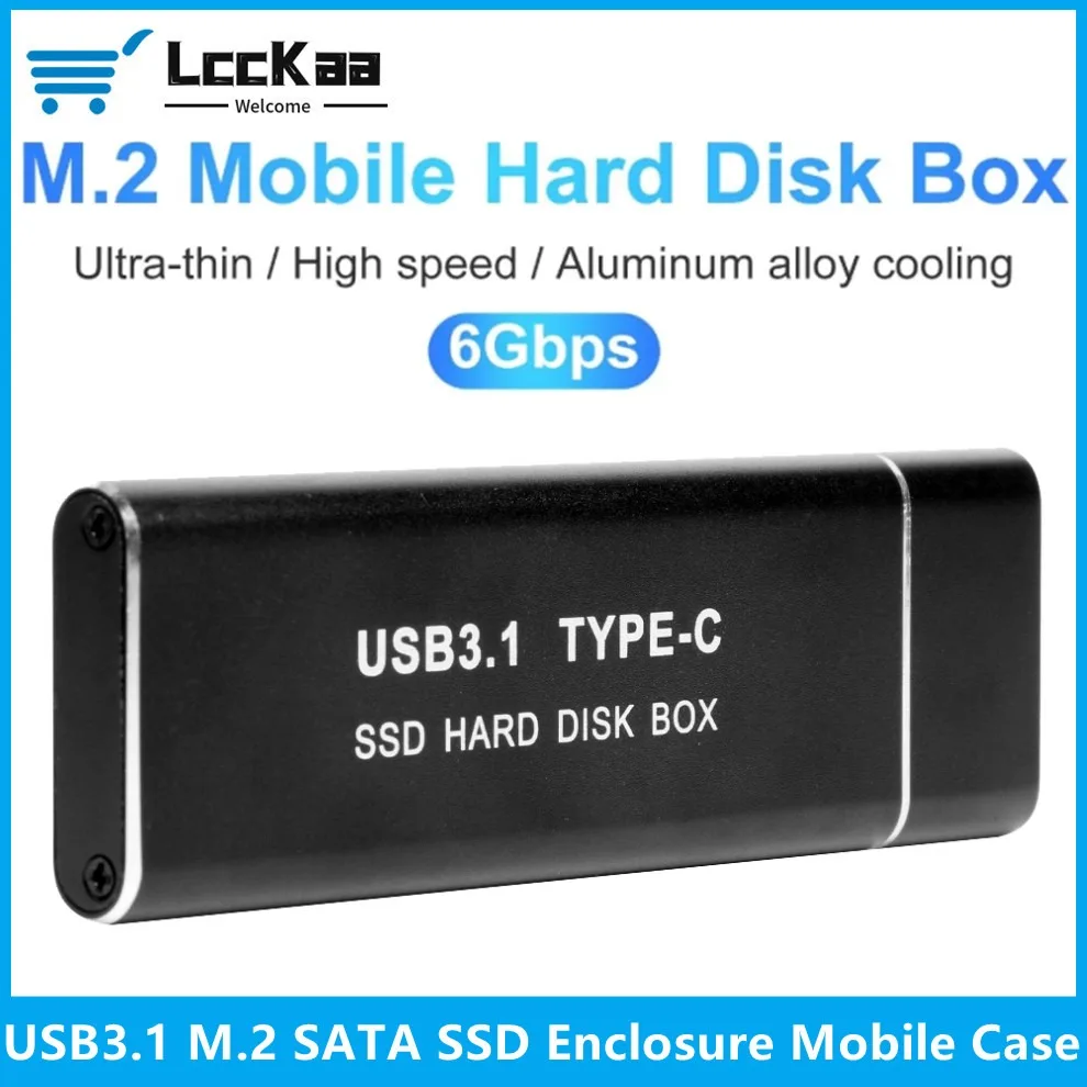 Caja USB 3,1 M.2 SATA SSD, funda móvil compatible con protocolo NGFF a tipo C, funda de disco duro externo de Metal sólido, teléfono portátil SSD