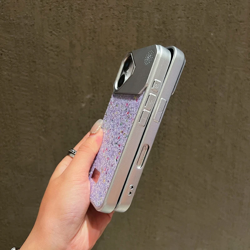 Funda de teléfono con purpurina Starlight de TPU suave chapado para iPhone 17 Pro Max 15 14 16 Pro Max Plus, cubierta trasera de parachoques con disipación de calor y aire - imagen 4