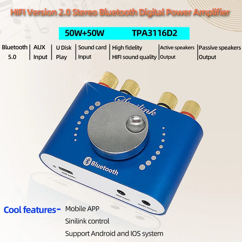 Amplificador Bluetooth 5.0 Clase D HiFi 200W – 12V/24V