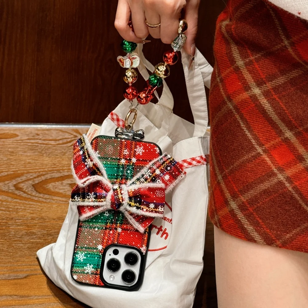 Llavero con colgante de ambiente navideño, cuentas simples de muñeco de nieve a la moda, cadena para teléfono móvil, accesorios para auriculares, bolsa decorativa colgante - imagen 4