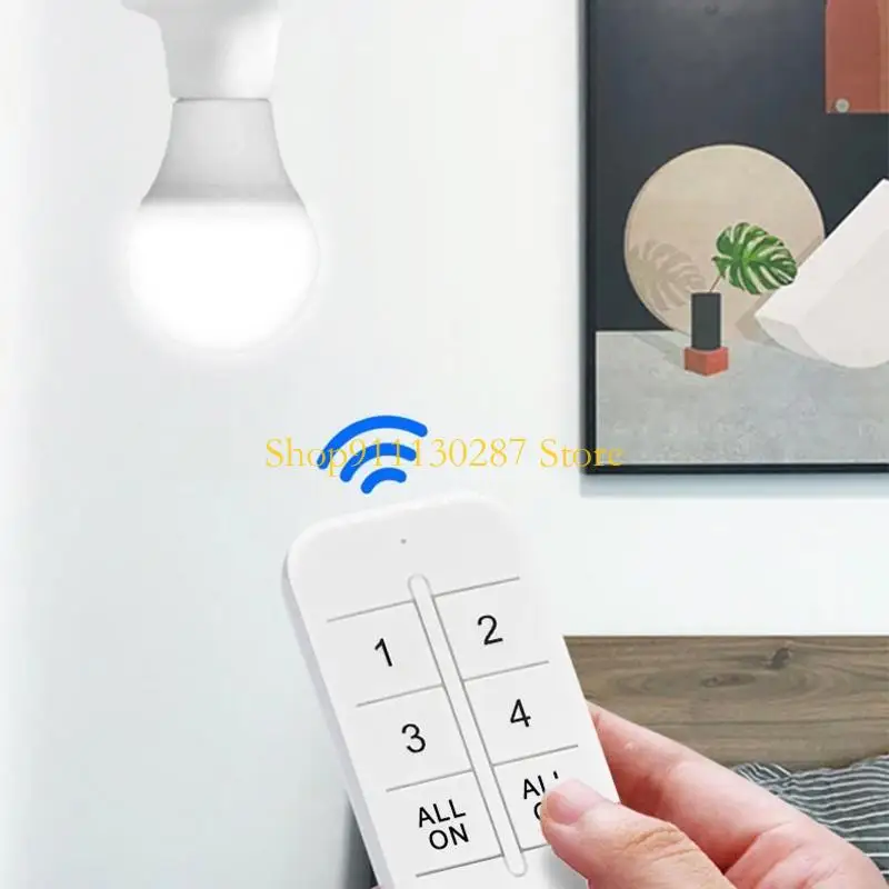 J1HC 4 en 1 Control remoto inalámbrico bombilla LED E27 portalámparas adaptador enchufe luz para habitación - imagen 2