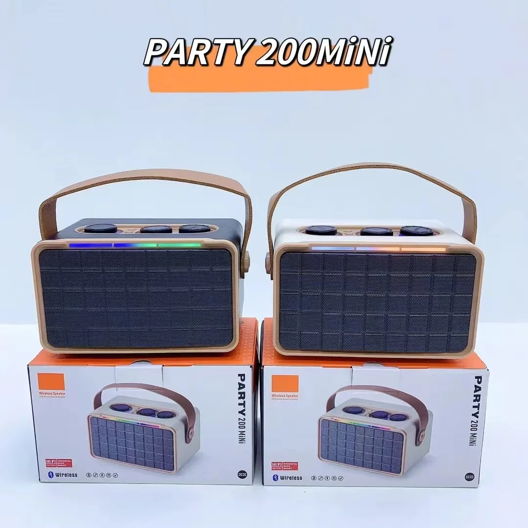 PARTY200Mini Altavoz Bluetooth Retro inalámbrico RGB Altavoz Dual Subwoofer portátil para exteriores Mini sistema de sonido de Radio FM caja de sonido - imagen 3
