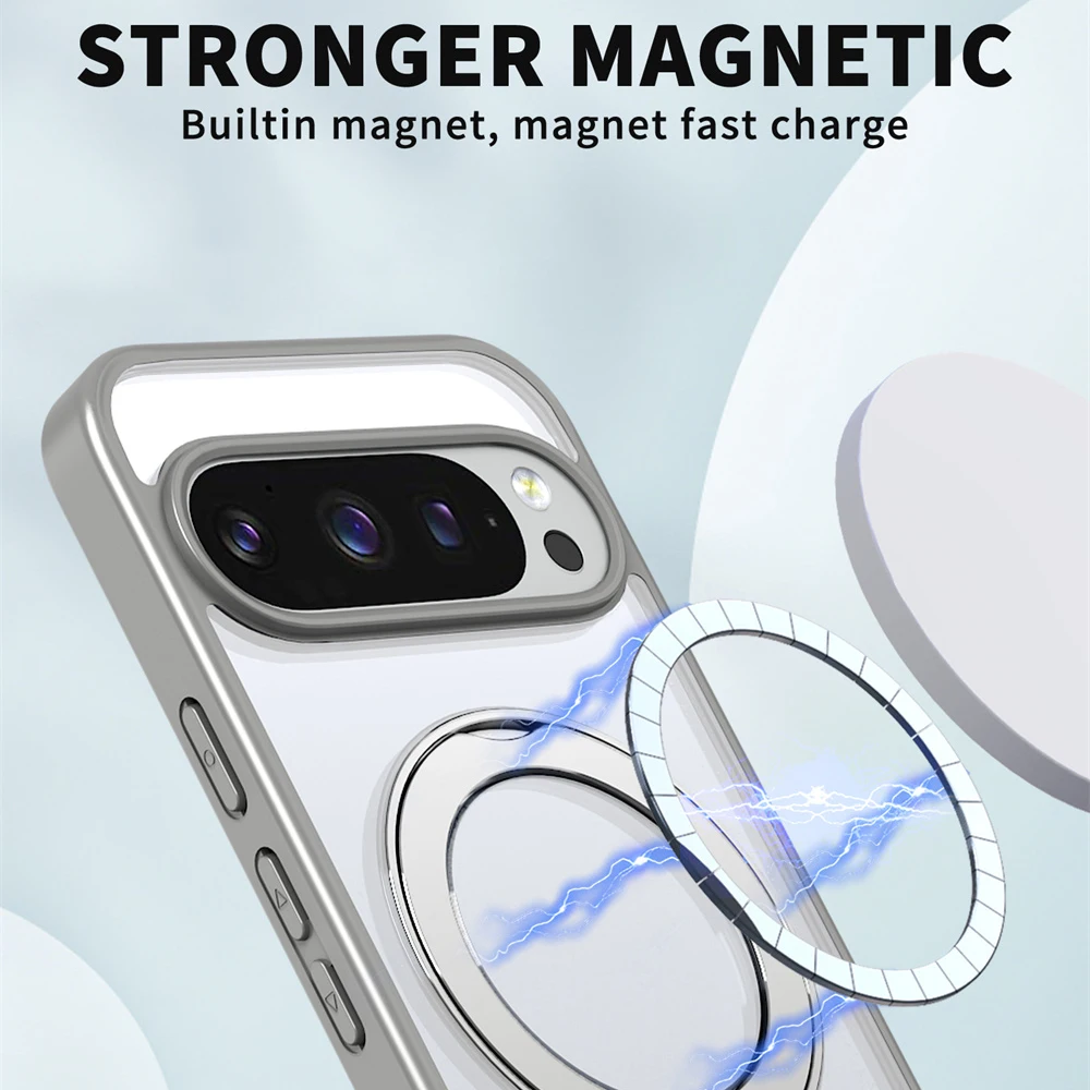Anillo magnético de aleación de aluminio, funda de teléfono Stan d giratoria magnética para Google Pixel 9 10 Pro XL 9A, cubierta esmerilada mate a prueba de golpes - imagen 4