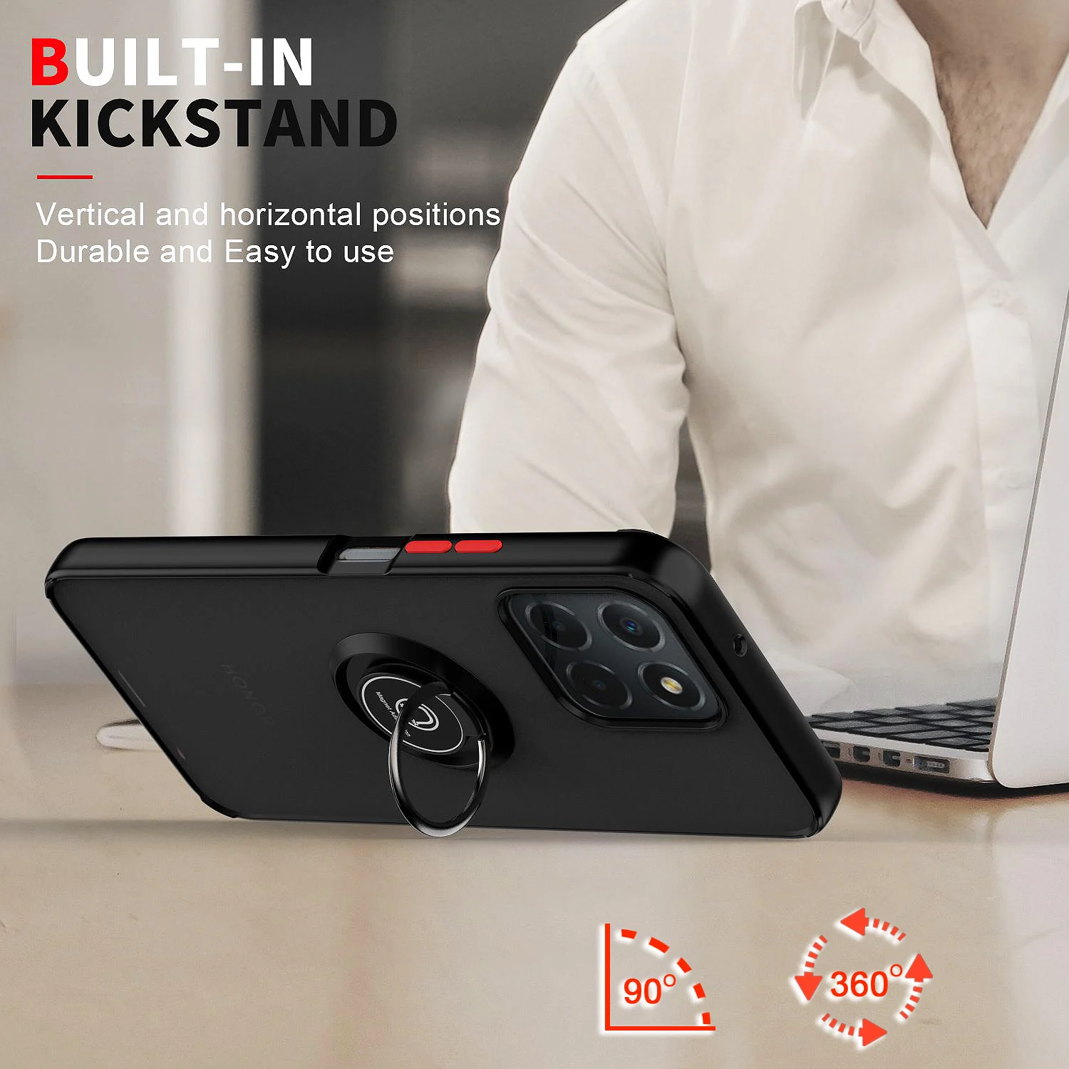 Armadura mate funda para huawei honor X8 5G X6 cubierta anillo soporte magnético a prueba de golpes cámara proteger anillo soporte Coque - imagen 5