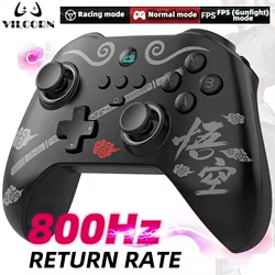 Mando inalámbrico Wukong negro, Joystick de 800Hz para PC/Switch/Android/iOS/Steam, 3 modos, FPS Hall Trigger Gaming Controller
