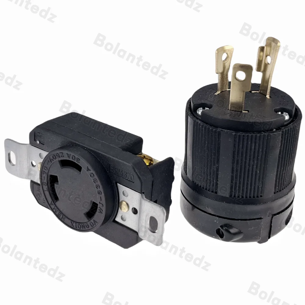 1 Uds. Conector industrial con cable UL NEMA L6-30P L6-30R US 30A ensamblado, enchufe bloqueado antisuelto macho hembra tripolar americano - imagen 2