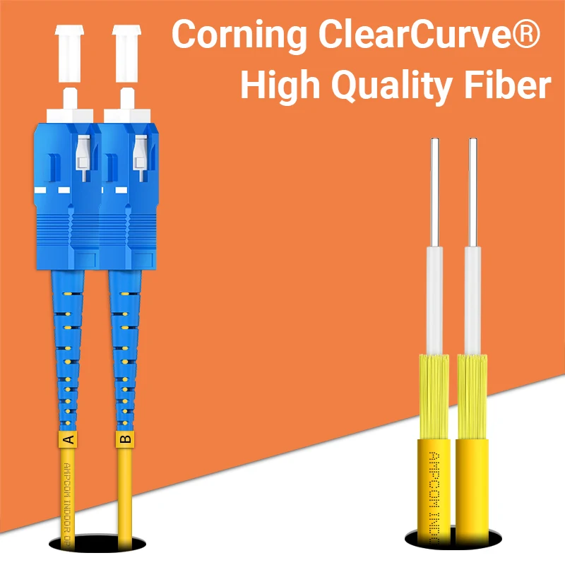AMPCOM SC a SC UPC Cable de conexión de fibra óptica monomodo dúplex SMF 9/125μm Cable de fibra óptica insensible de 2,0mm de curva monomodo - imagen 5