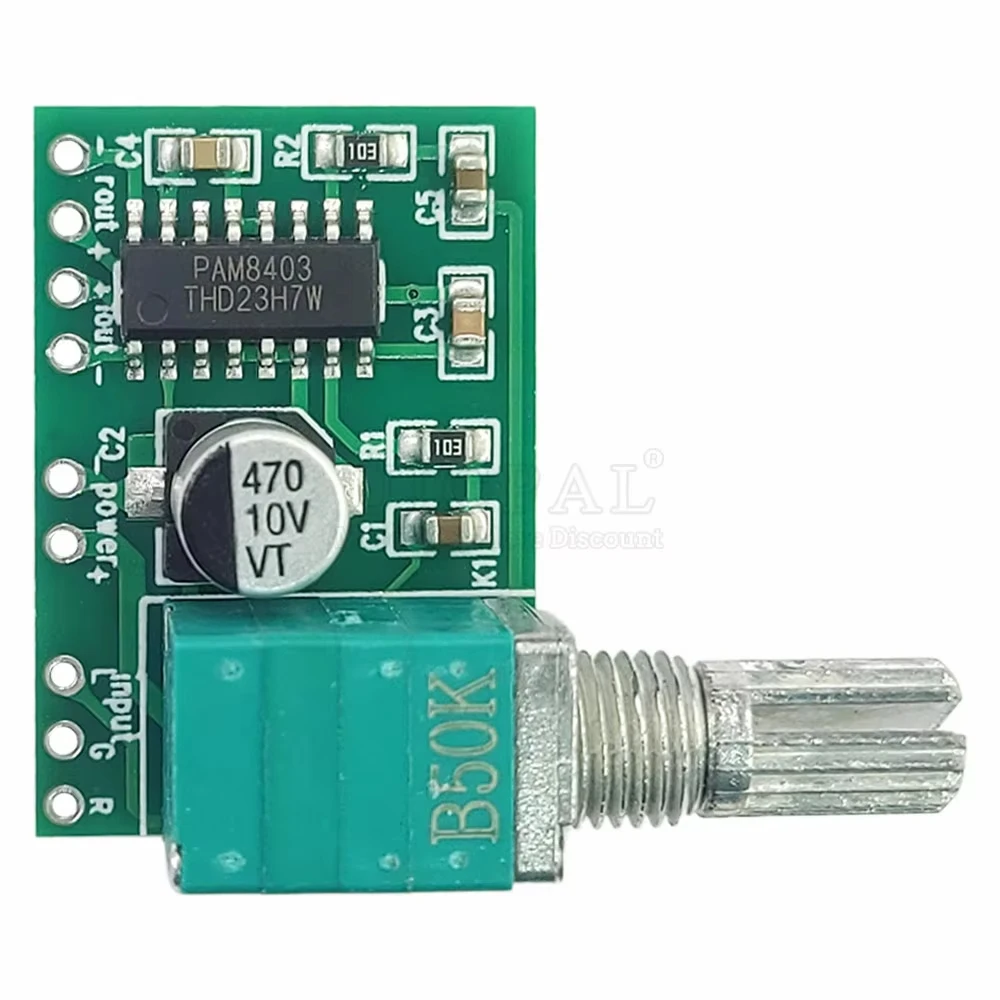 Mini Módulo de placa amplificadora pequeña Digital, potenciómetros con interruptores 3W * 2 DC 5V PAM8403 - imagen 3
