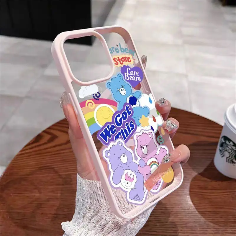 Funda de teléfono suave con bonito oso y arcoíris para iPhone 16 15 14 13 12 11 Pro Max 12 13 Mini XR XS X 7 8 6 6s Plus Y2K TPU - imagen 3