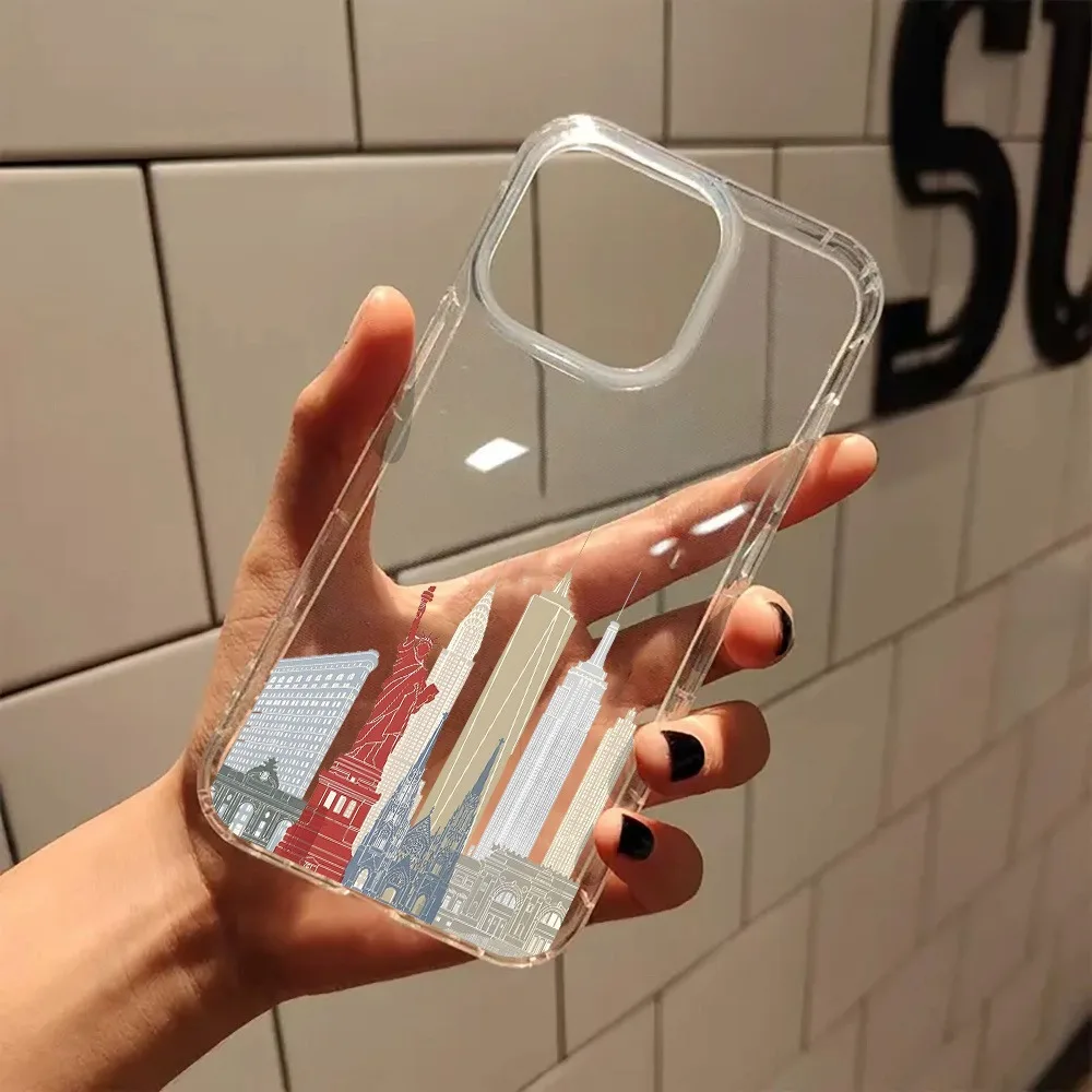 Funda de teléfono transparente Preppy estética de Nueva York City para iPhone 17 16 Pro Max 11 12 13 14 15 7 8 Plus XR XS XR Funda dura - imagen 5