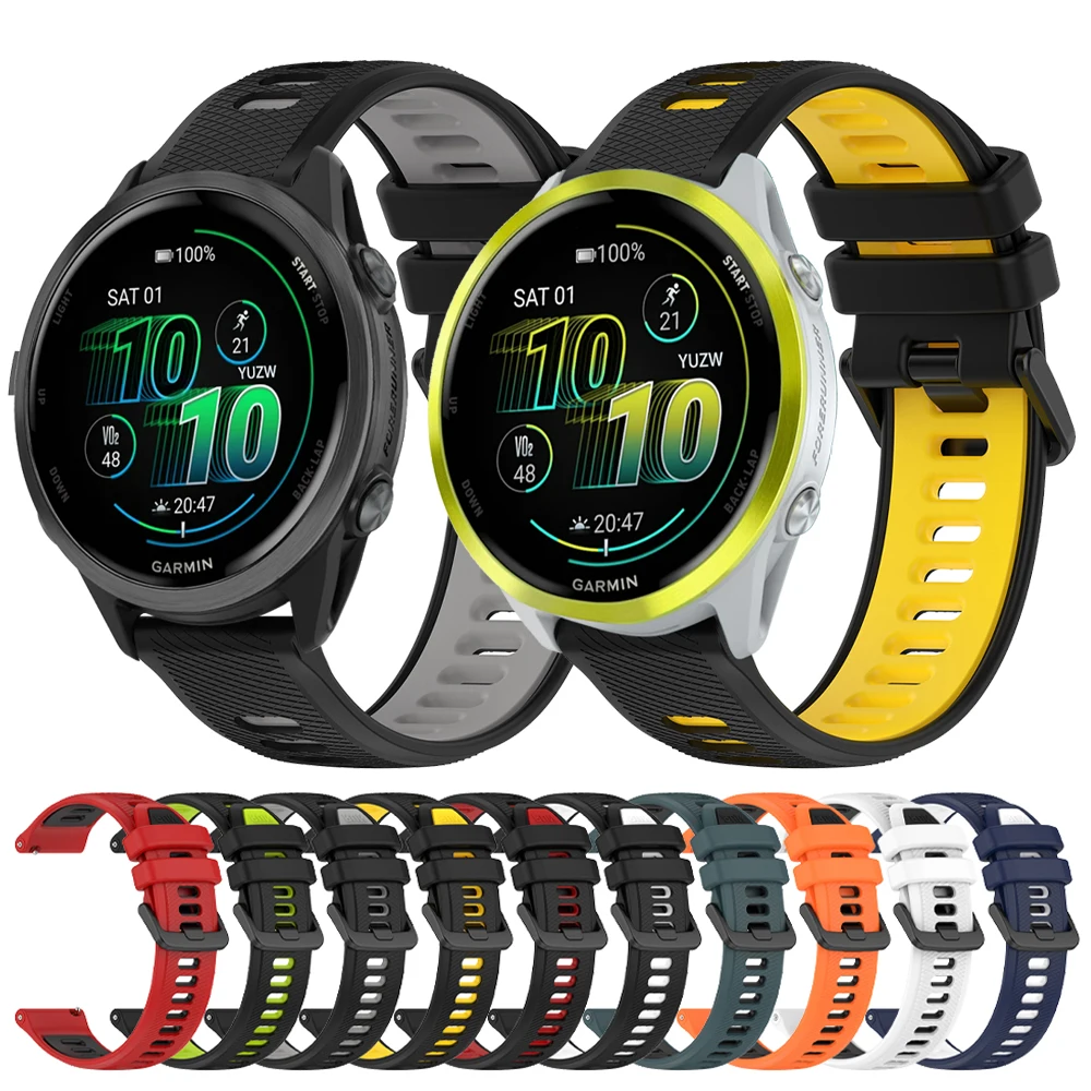 Correa de silicona de 20mm y 22mm para Garmin Forerunner 570 47mm 42mm 265 255 pulsera Garmin Venu 3 Sq2 Plus Vivoactive 6 5 4 cinturón