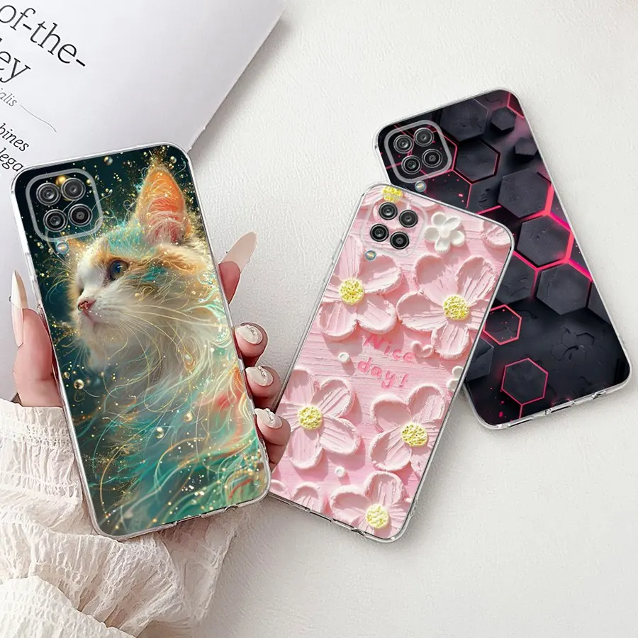 Para Samsung Galaxy A12 M12 F12 A32 4G 5G Funda mariposa flor suave silicona TPU teléfono Funda Shell para SamsungA12 A 32 bolsas de teléfono - imagen 5