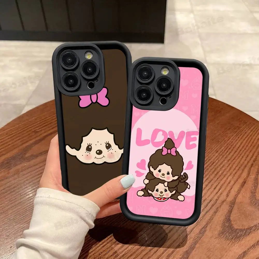 M-MonchhichiS funda de teléfono de silicona para iPhone 17 Air 17 16 15 14 13 12 11 Plus Pro Max cubierta suave a prueba de golpes - imagen 5