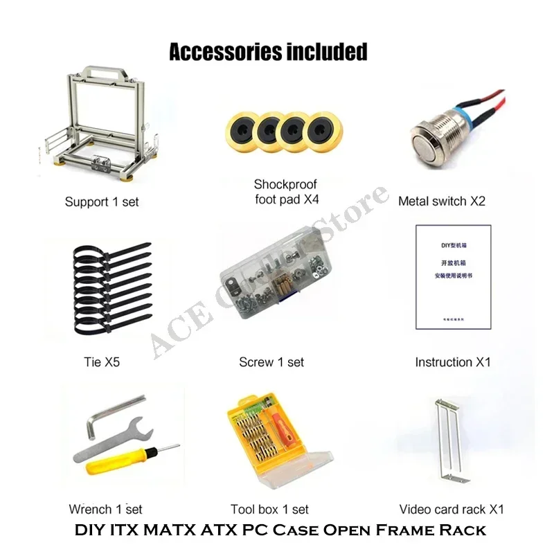 Caja para jugadores de tipo abierto DIY, ITX/MATX/ATX, estante Vertical para ordenador, soporte para gabinete MOD, refrigeración por agua, disponible en plata/negro - imagen 2