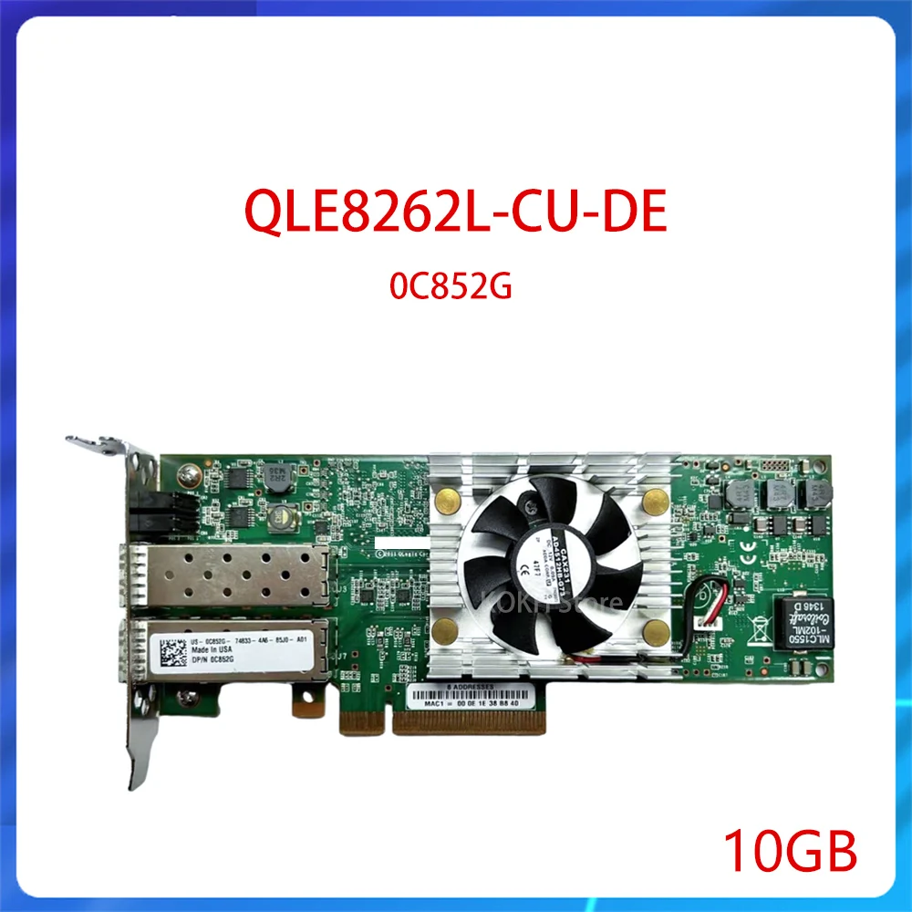 Original 0C852G QLE8262L-CU-DE expansor doble puerto C852G Qlogic QLE8262L 10Gb SFP + tarjeta adaptadora PCIeX8 CNA de doble puerto
