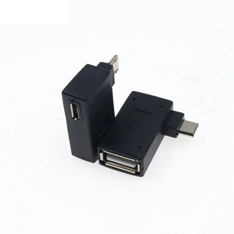 Microadaptador USB 2,0 hembra a macho, fuente de alimentación Micro OTG, puerto 2018, 90 grados, izquierda, 90 en ángulo recto, USB OTG, buena calidad - imagen 4