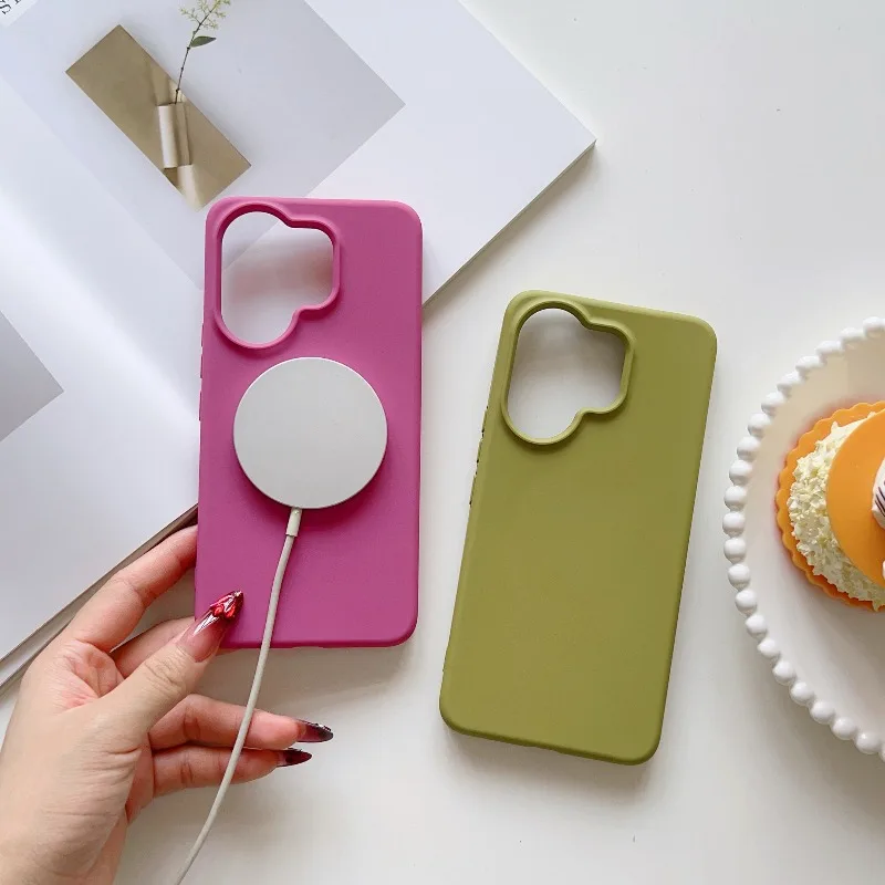 Funda Magsafe de silicona líquida Candy para VIVO V60 V 60, funda protectora trasera de teléfono anticaída con carga inalámbrica magnética de piel mate - imagen 2